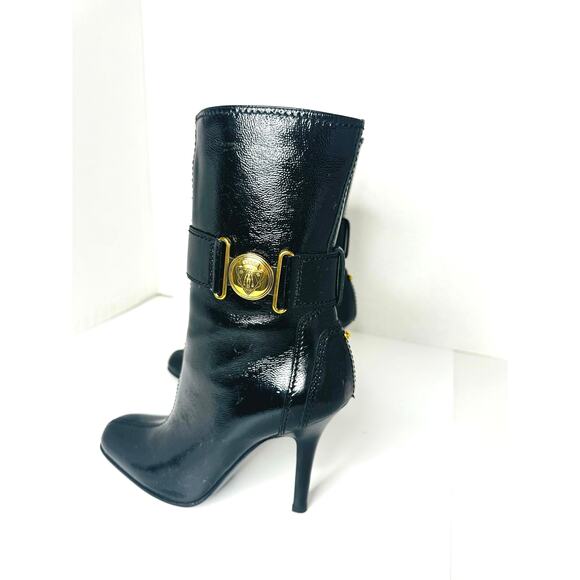 Gucci Hysteria Patent Leather Ankle Boots Size 37.5c Black High-Gloss Booties - Picture 8 of 11